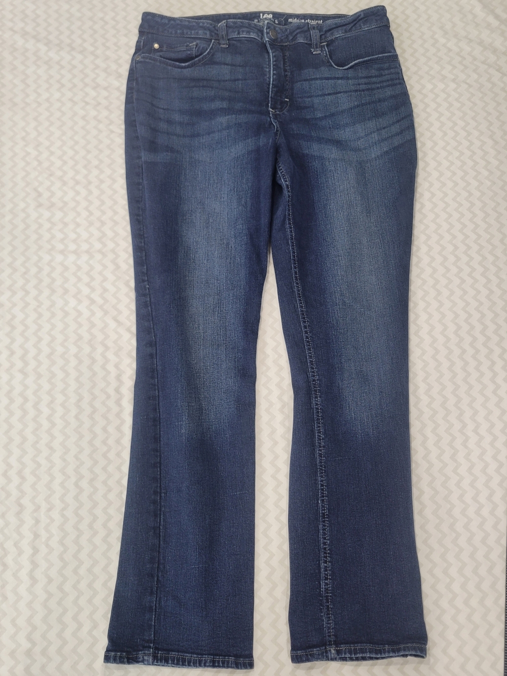 Lee Womens Blue Jeans Midrise Straight Leg Size 16M